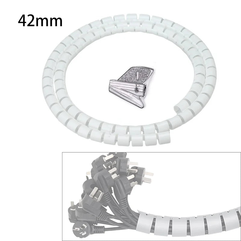 2m 8/10/16/22/28/32/42mm Cable Protector Wire Organizer Computer Cord Protective Bite Tube Clip Management Tool Spiral Winder