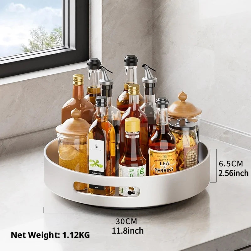 360° Rotating Kitchen Spice Rack Carbon Steel Lazy Susan Turntable Organizer for Pantry Cabinet Countertop