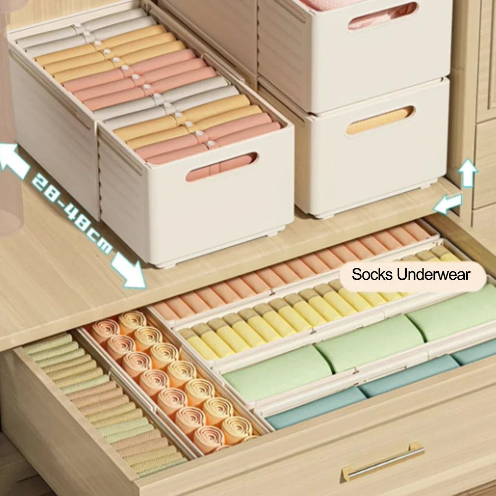1pc-Adjustable wardrobe socks underwear storage box storage box retractable kitchen cabinet storage box drawer storage box