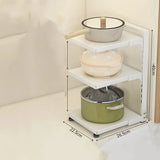 Kitchen Storage Rack Adjustable Plates and Pots Carbon Steel Storage Rack Free Layered Snap-on Floor Pot Rack Kitchen Storage