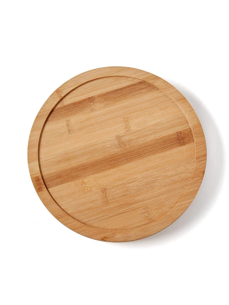Solid Bamboo Lazy Susan Wood Turntable Tray Cabinet Organizer Balanced Smooth Spin Thicken Round Wood Tray Rotating Spice Rack