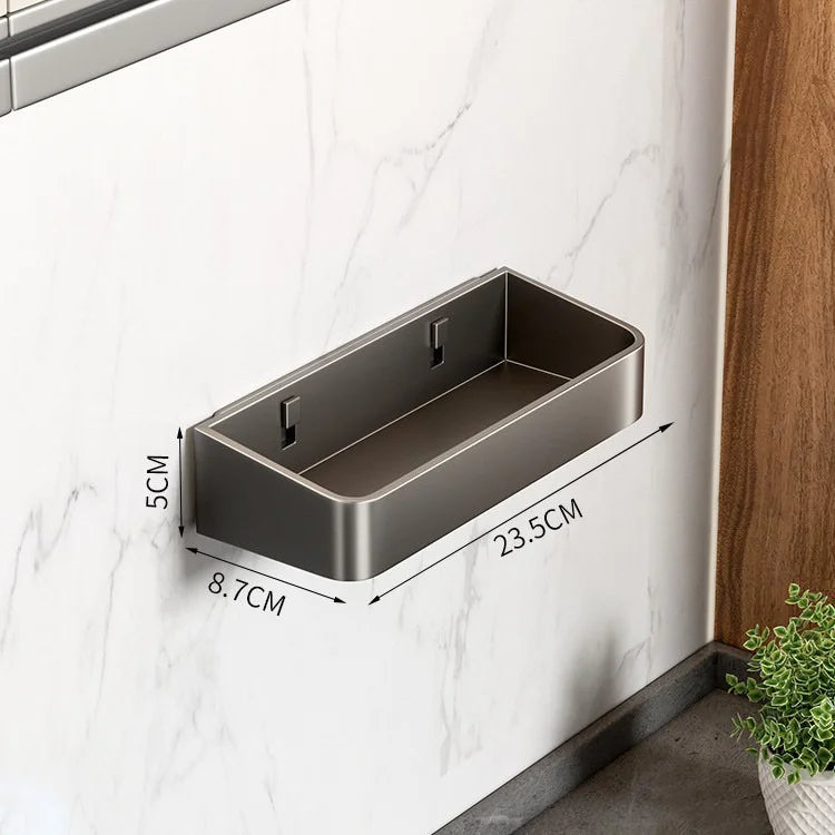 Grey Wall-Mounted Kitchen Spice Rack Kitchen Storage Rack Household Multifunctional Carbon Steel Storage Box Kitchen Accessories