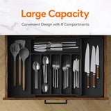 Adjustable Silverware Drawer Organizer, Flatware Utensil Tray for Kitchen Drawer, Cutlery Storage Holder for Spoons Forks Knives
