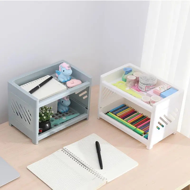 Desktop Storage Rack Multi-Layer Stationery Organizer Stand Office Home School Display Holder Rack Dormitory Desk Organizer