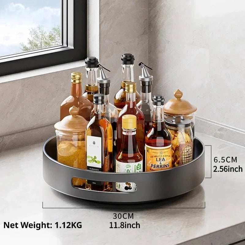360° Rotating Kitchen Spice Rack Carbon Steel Lazy Susan Turntable Organizer for Pantry Cabinet Countertop