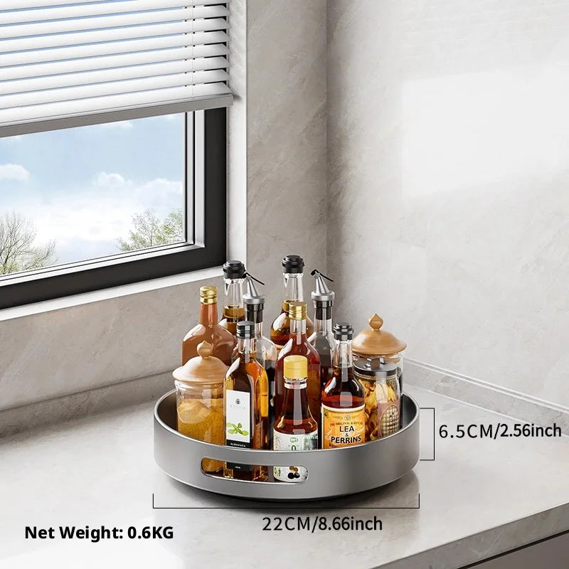 360° Rotating Kitchen Spice Rack Carbon Steel Lazy Susan Turntable Organizer for Pantry Cabinet Countertop