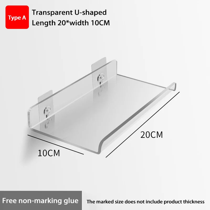 Self Adhesive Storage Shelf Wall-mounted Storage Rack Removable Bathroom Shower Organizer Kitchen Wardrobe Bathroom Accessories
