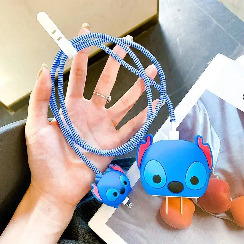 4Pcs Set Cable Protector for iPhone / iPad 18W/20W Charger Protector Case 3D Cartoon Cable Management Phone Wire Cord Organizers