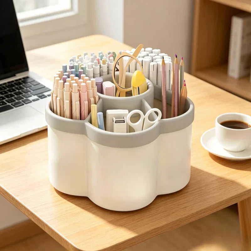 1PC 360° Rotating Pen Holder Cute Large Capacity Multifunctional Desktop Stationery Storage Organizer