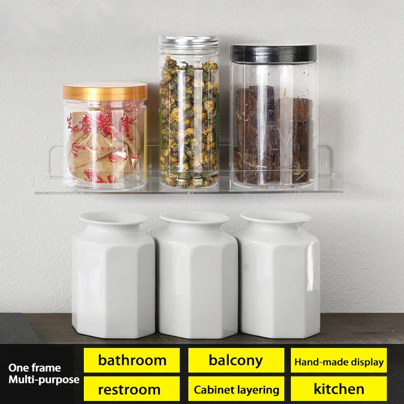 Self Adhesive Storage Shelf Wall-mounted Storage Rack Removable Bathroom Shower Organizer Kitchen Wardrobe Bathroom Accessories