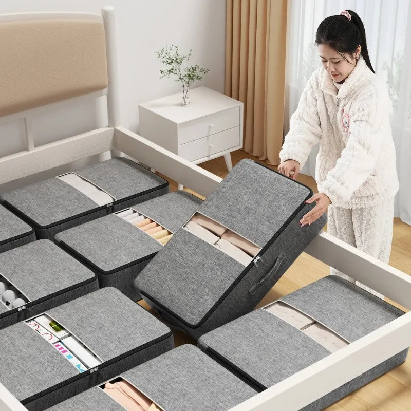 Underbed Storage Bag, Extra Large Waterproof Organizer for Clothes, Blankets, Seasonal Items - Foldable Wardrobe Box with Zipper