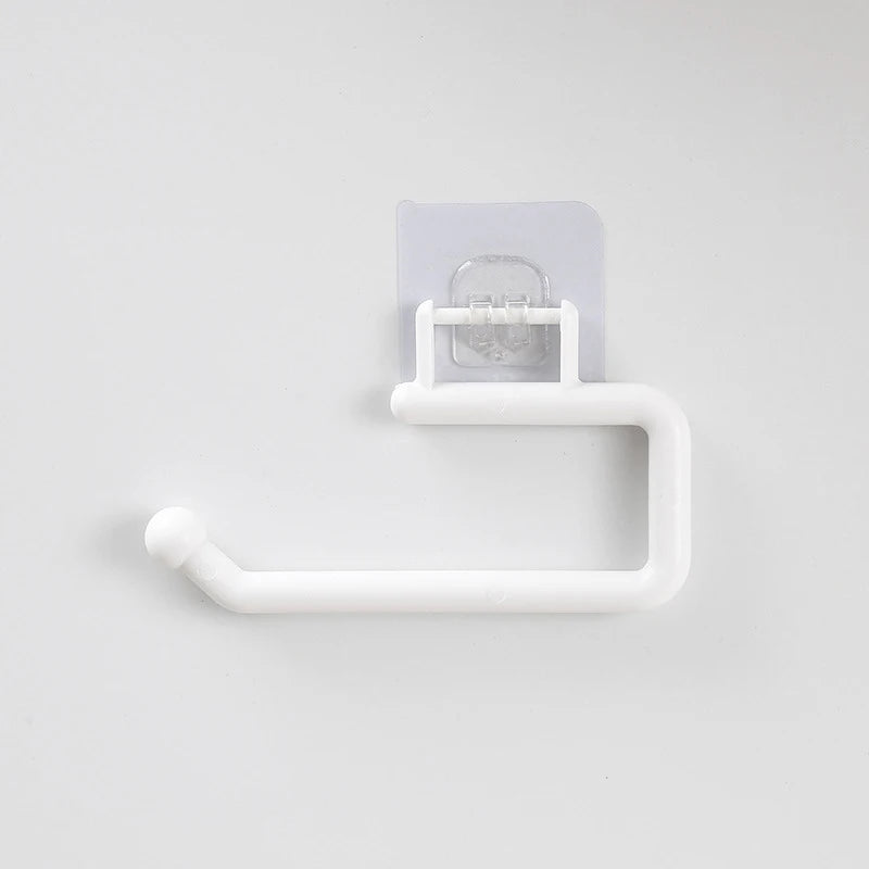 No-Drill Under Cabinet Paper Towel Holder with Towel Hook,Self-Adhesive Plastic Paper Roll Rack,Kitchen Tissue & Cloth Organizer