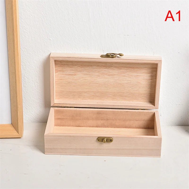 1Pc Retro Jewelry Box Organizer Desktop Natural Wood Clamshell Storage Case