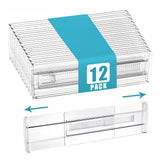 Pack Adjustable Drawer Organizers, Clear Expandable Dresser Organizers for Storing Clothes Kitchen Utensils