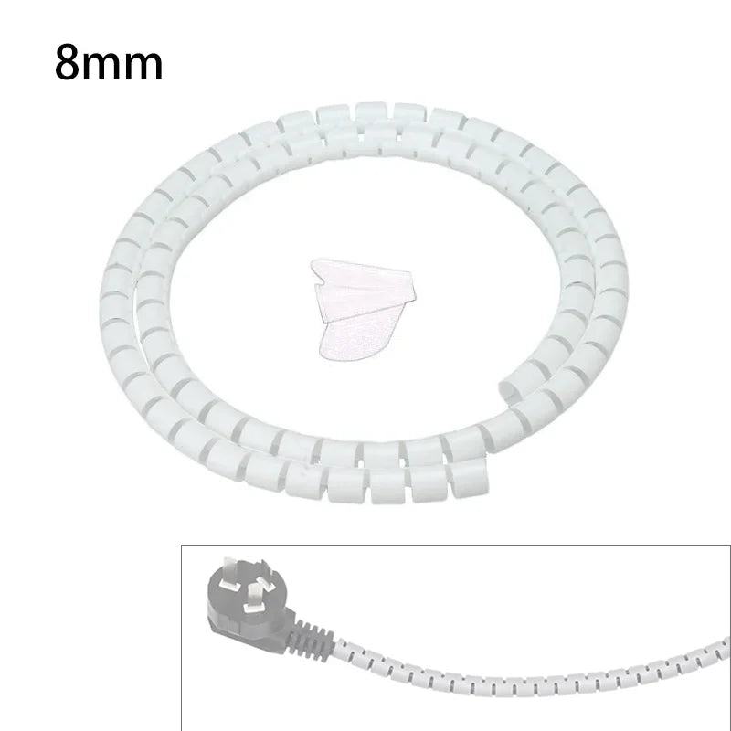 2m 8/10/16/22/28/32/42mm Cable Protector Wire Organizer Computer Cord Protective Bite Tube Clip Management Tool Spiral Winder