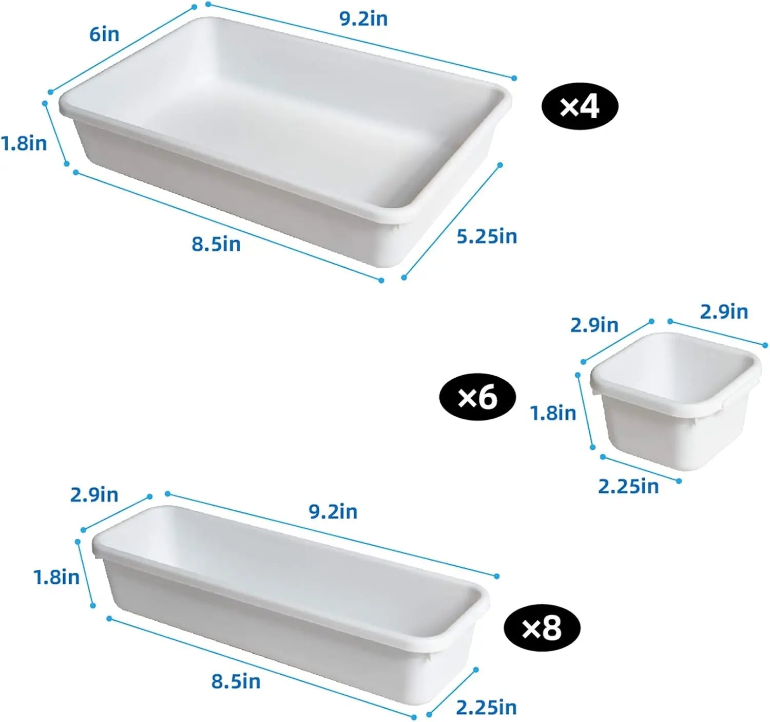 18 Pcs Interlocking Drawer Organizer Set - White Plastic Dividers for Kitchen, Office, Bathroom
