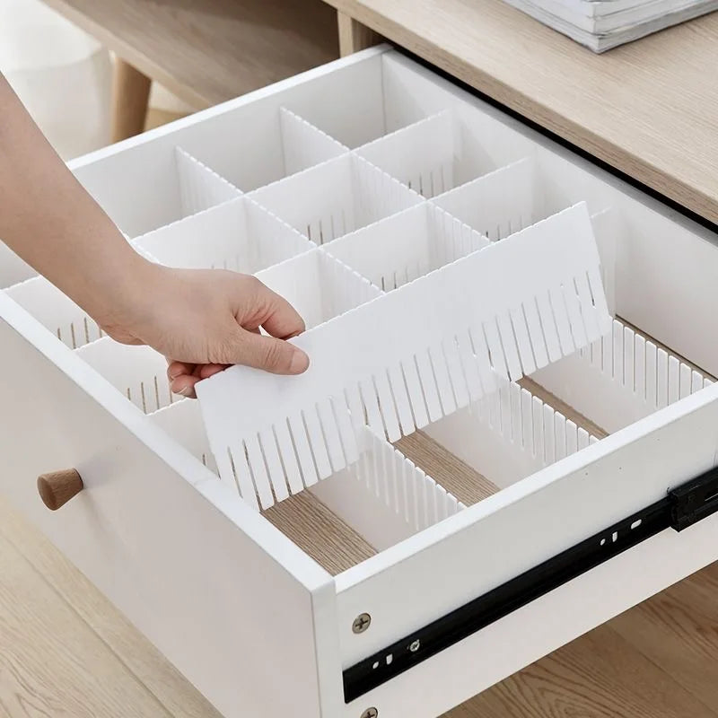 10Pcs Drawer Dividers,Adjustable Divider Drawer, Drawer Organiser System, Drawer Divider for Cupboard, Underwear, Socks