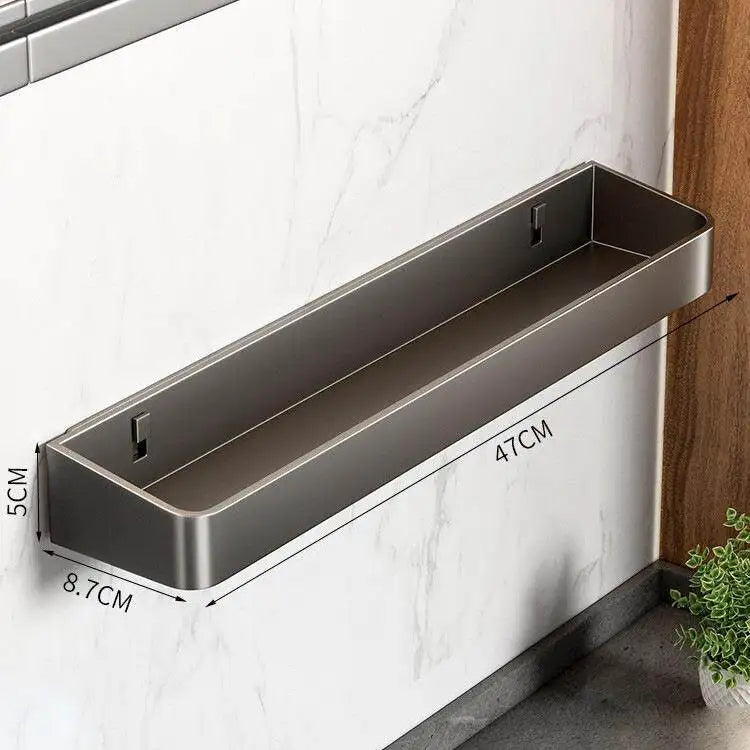 Grey Wall-Mounted Kitchen Spice Rack Kitchen Storage Rack Household Multifunctional Carbon Steel Storage Box Kitchen Accessories