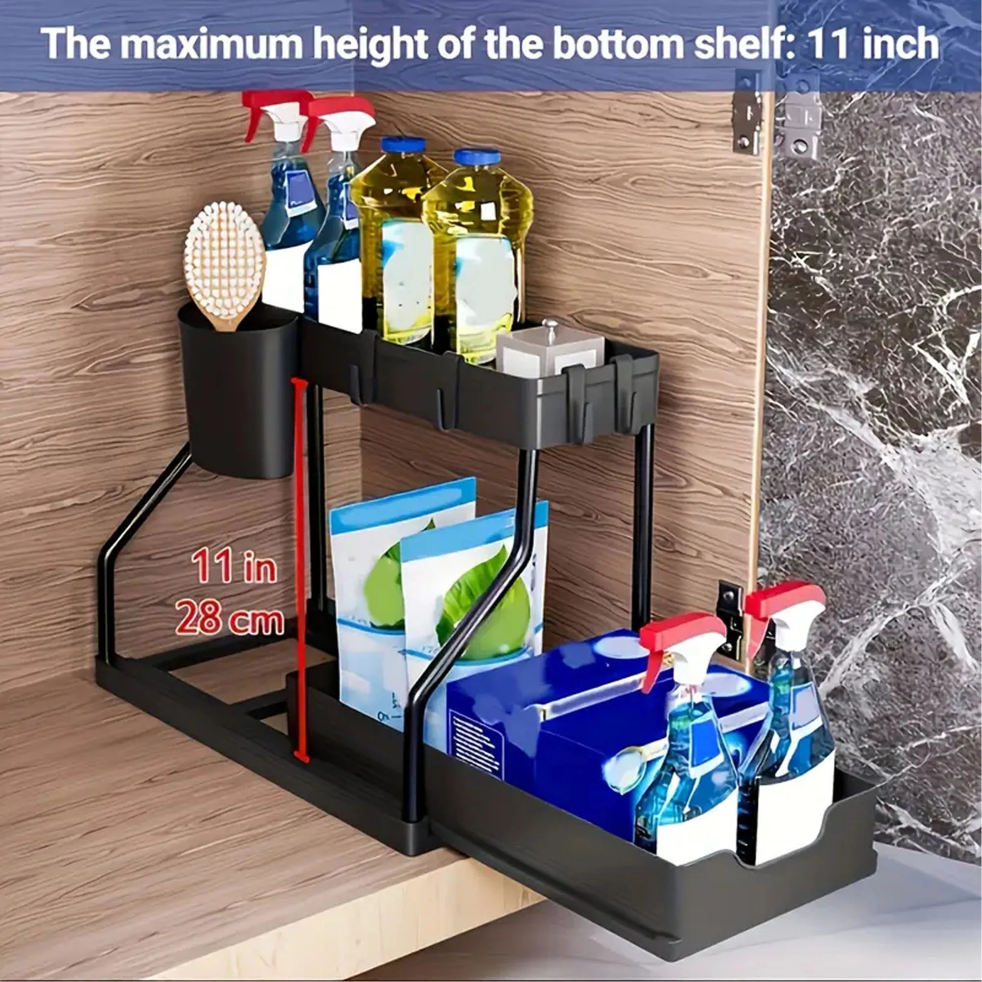 2026 Best-Selling Model -Layer Pull-Out Storage Rack for Kitchen, Office Desk, Bathroom Under-Sink Storage Rack