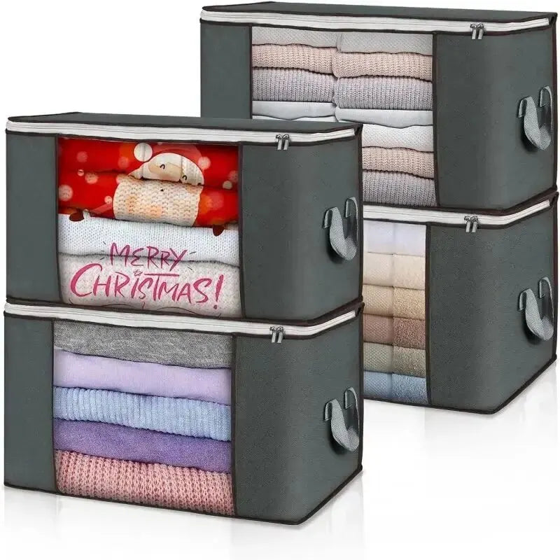 1/2Pcs Non-Woven Fabric Blanket Organizer Quilt Storage Bag Blanket Storage Bags Zipper Duvet Storage Cover Under Bed Storage