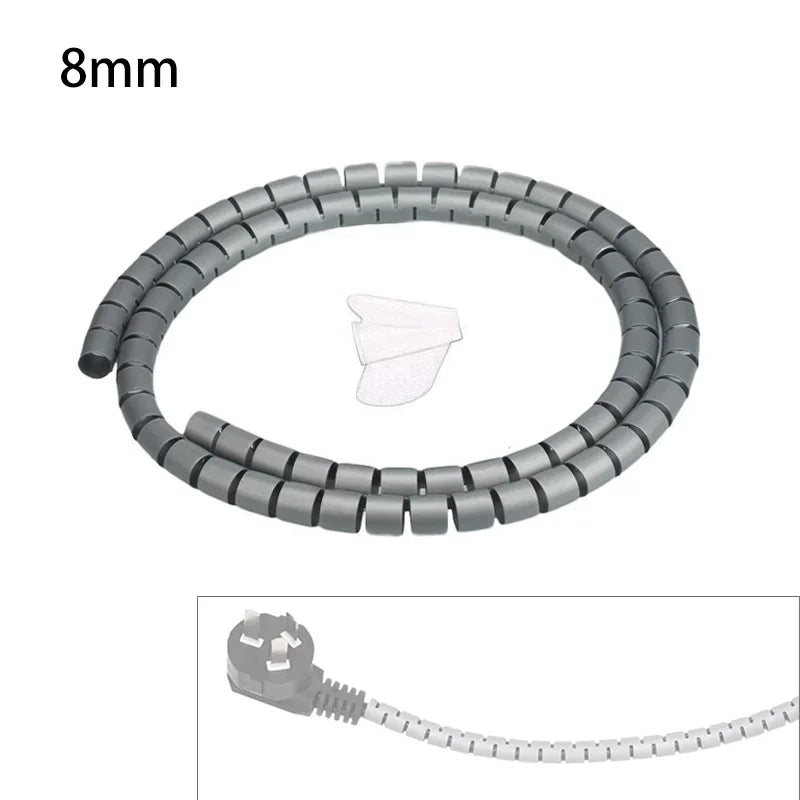 2m 8/10/16/22/28/32/42mm Cable Protector Wire Organizer Computer Cord Protective Bite Tube Clip Management Tool Spiral Winder