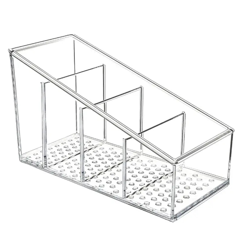 Clear Plastic Remote Control Organizer With 4 Storage Compartments And Desk Holder For Home And Office Use