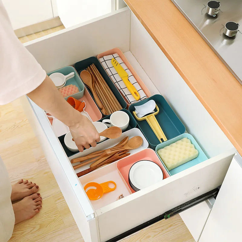2547 Drawer separated storage box kitchen tableware small box rectangular plastic desktop cosmetics storage