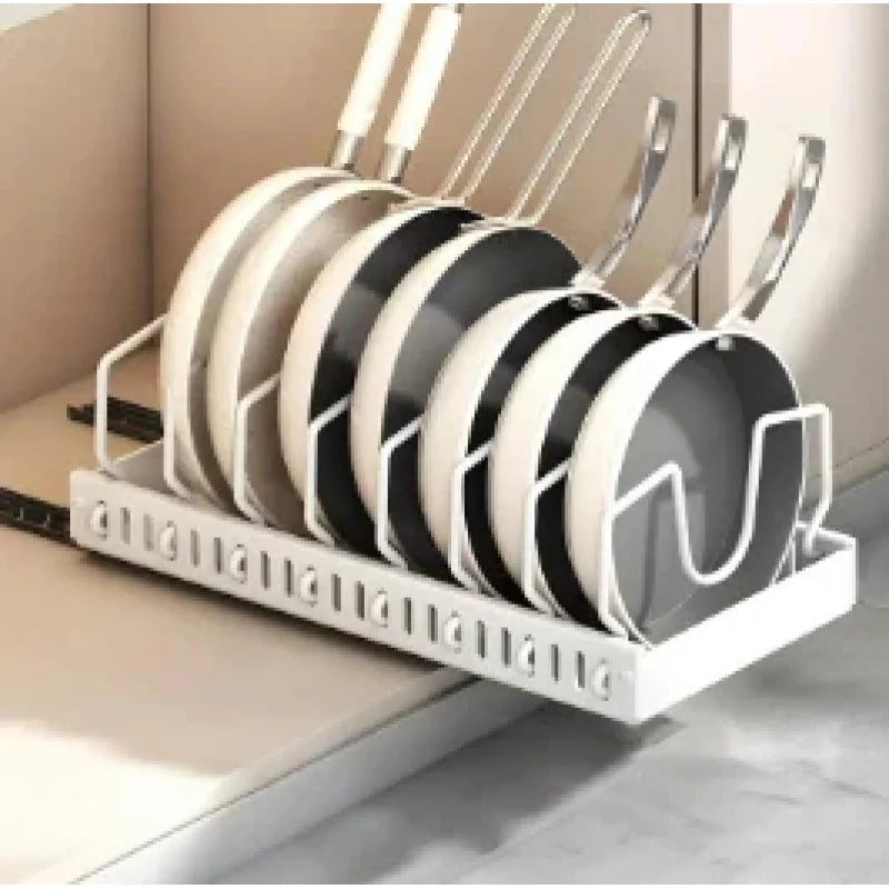Slide Rail Pull Out Tray Organizer Adjustable Dish Storage Rack Practical Holder For Kitchen Cabinet Pots Pans Household