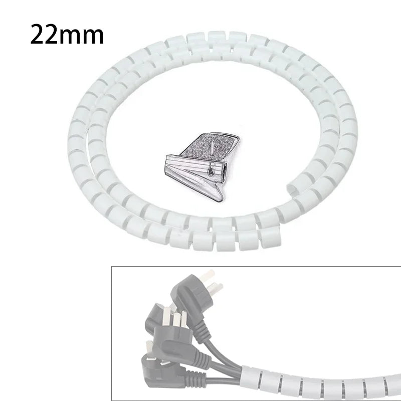 2m 8/10/16/22/28/32/42mm Cable Protector Wire Organizer Computer Cord Protective Bite Tube Clip Management Tool Spiral Winder