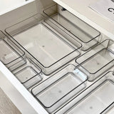 4PCS Desk Drawer Organizers Set Makeup Organizer Plastic Makeup Storage Clear Transparent Storage Box for Office Bathroom