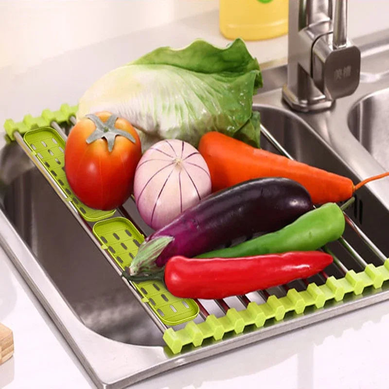 1 PCS Compact Stainless Steel Roll-Up Dish Drying Rack – Space-Saving, Multi-Functional Sink Storage, Rust-Proof & Easy Clean