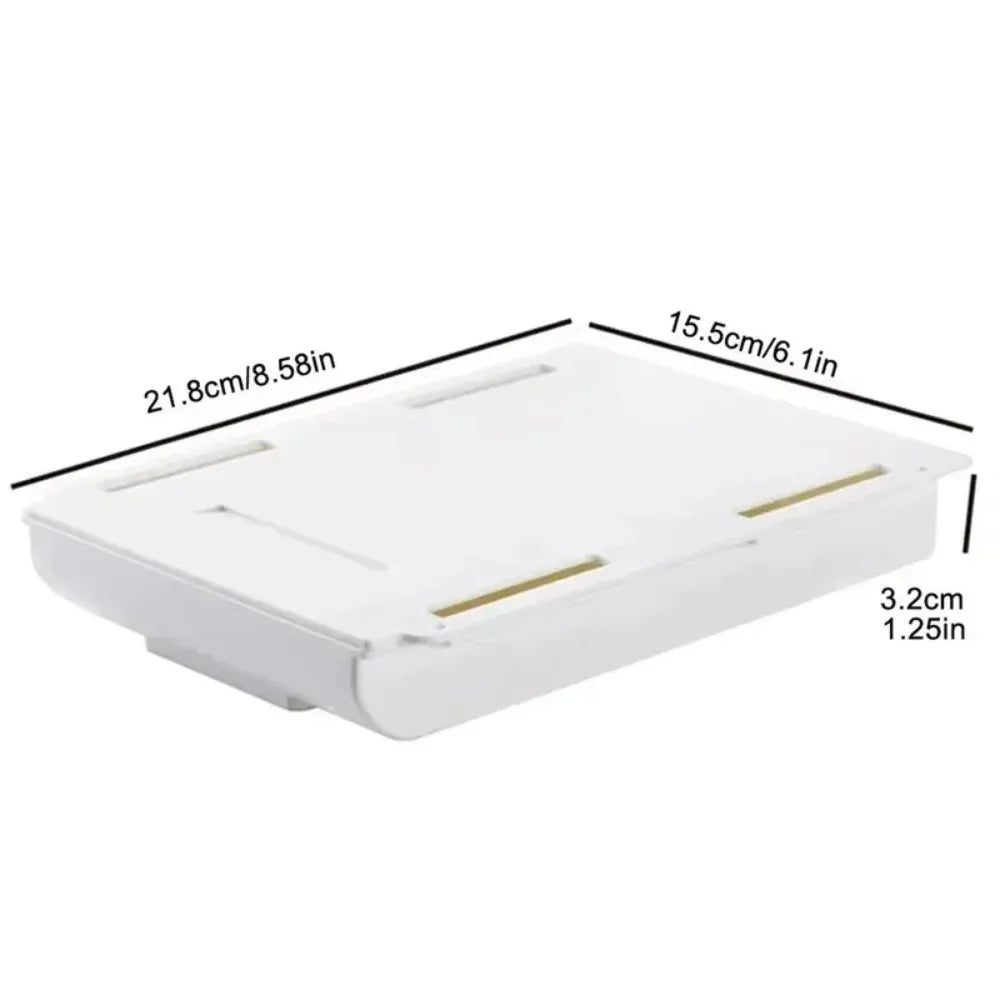 Hidden storage box, desk storage drawer, self-adhesive plastic desktop storage rack