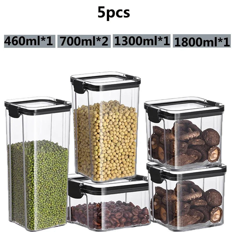 460-1800ml Sets Stackable Kitchen Sealed Jar Plastic Food Storage Box Multigrain Tank Bottle Dried Fruit Tea Storage Containers