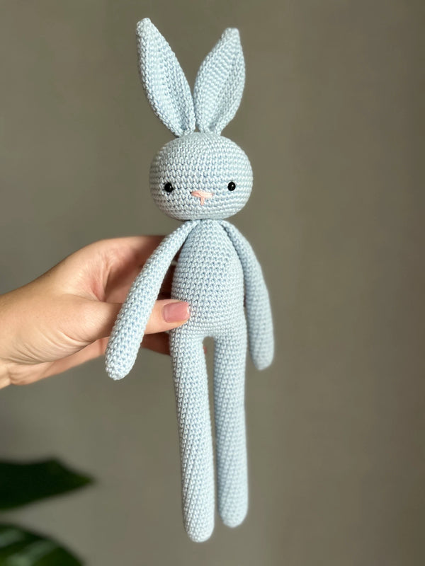Crochet Bunny Toy for Baby, Handmade Baby Gift, Soft Cotton Bunny Plush, Newborn Keepsake, Baby Shower Gift, Neutral Baby Toy