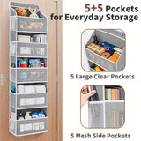 5-Shelf Hanging Storage Organizer - Behind Door, Anti-Tilt, 5 Large Capacity Pockets, Suitable for Bedroom, Bathroom