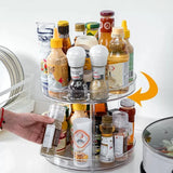 Turntable Organizer Multifunction Clear Rotating Storage Trays Plastic Kitchen Turntable Spice Rack Cosmetic Makeup Organizer