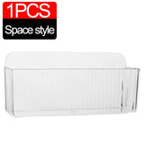 Transparent Wall-Mounted Cosmetic Organizer Self-Adhesive Cabinet Storage Box for Lipstick Jewelry Makeup-Adjustable Bathroom