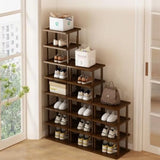 Vertical Shoe Rack - Tall Narrow Shoe Rack Organizer for Small Spaces5 Tier Bamboo Shoen Shelf for Entryway Closet Corner Doorw