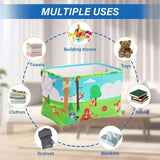 Large Capacity Clothing Sorting Box with Rope HandleCartoon Folding Linen Storage Basket for Toys Underwear Socks Organizer