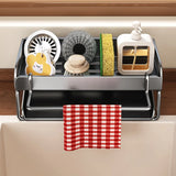 Kitchen Shelf with Pole. Sink Cloth Sponge Drain Faucet Sink Dishwashing Steel Wire Ball Sponge Wipe Storage, Tilted Water Tray