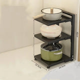 Kitchen Storage Rack Adjustable Plates and Pots Carbon Steel Storage Rack Free Layered Snap-on Floor Pot Rack Kitchen Storage