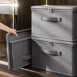 2pcs Set: 1pc Storage Box & 1pc Metal Combination Lock Large Thick Foldable Storage Bin, Ideal for Wardrobe Clothing Organization And Living Room Clutter Management
