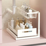 2-Tier Pull Out Under Sink Organizer Multi-Functional Kitchen Cabinet Storage Drawer Basket Spice Bottle Utensil Rack Slide-Out