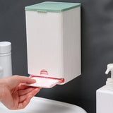 Wall-Mounted Bathroom Organizer - Flip-Top Storage Box for Feminine Care & Cotton Swabs, Water-Resistant Plastic Cabinet