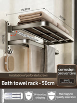 Upgrade And Thicken Grey/Black 50CM-60CM Folding Aluminum Towel Rack Holder With Hook Towel Holder