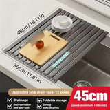 Foldable Heavy Duty Roll-Up Dish Drainer - Space Saving Adjustable Height Heat Resistant and Detachable Sink Storage Rack Withr