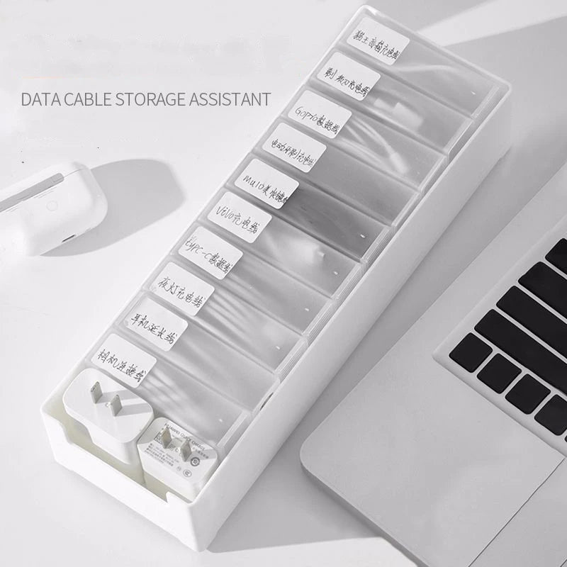 3041 Data Cable Storage Box Desktop Small Box Charger U Disk Drawer Grid Office Good Room Artifact