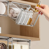 Transparent Drawer Storage Box Pull-Out Under Mirror Cabinet Oragnizer Case Bathroom Cotton Stick Makeup Holder