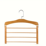 Solid Wood Multifunctional Multi-tier Trouser Rack Household Wooden Coat Rack Towel Scarf Tie Storage Rack Flocking Non-marking