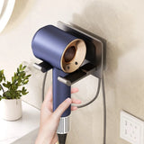 1PC Hair Dryer Holder No Drill Aluminum Wall Mounted Rack Self Adhesive Bathroom Organizer and Storage Universal Household Items